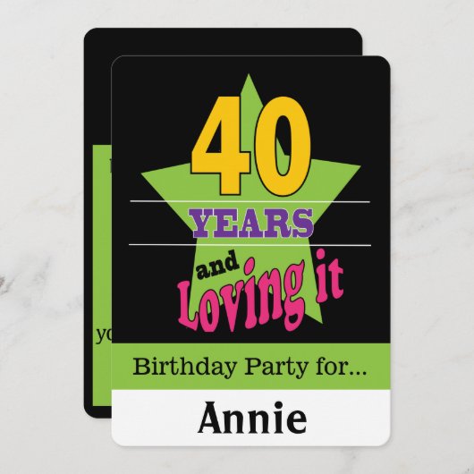 Invitation 40 ans et aimer (Devant / Derrière)