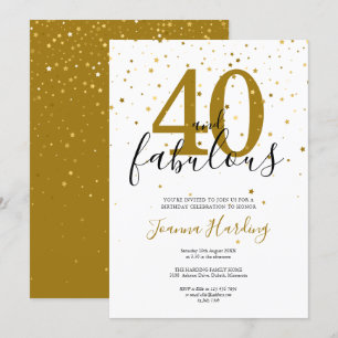 Invitation 40 ans et Fabuleux Élégant Or et Noir Anniversaire