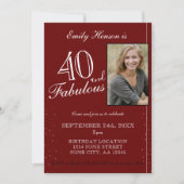Invitation 40 ans et Fabuleux Élégant Script Photo Anniversai (Devant)