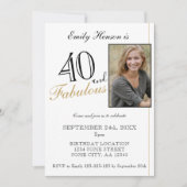 Invitation 40 ans et Fabuleux Élégant Script Photo Anniversai (Devant)