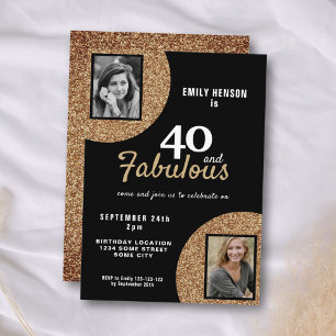 Invitation 40 ans et Fabuleux Paillettes Dorées 2 Photo 40e A