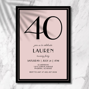 Invitation 40 ans Femme Moderne Minimaliste Noir R