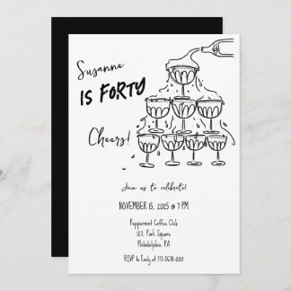 Invitation 40 ans Fs Anniversaire Champagne tour funky