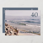 Invitation 40 Ans mémorables / Anniversaire de fête-Océan (Devant / Derrière)