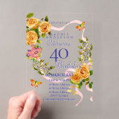 Invitation 40 ans Ruban Rose Doré (In situ (ordinateur de poche))