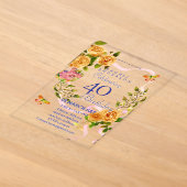 Invitation 40 ans Ruban Rose Doré (Poser)