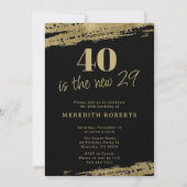 Invitation 40 est la nouvelle 29 Gold Black 40th Birthday Par (Devant)