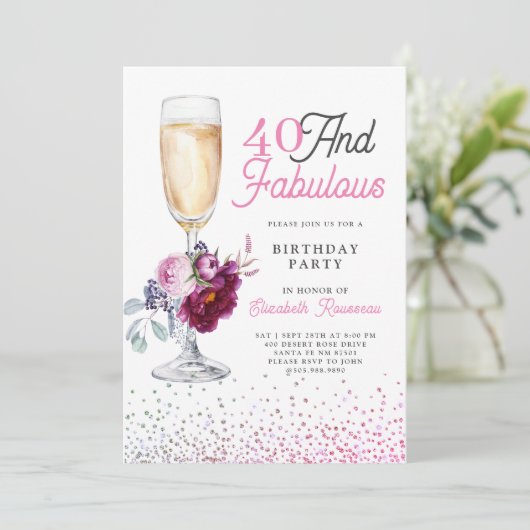 Invitation 40 Et Fabuleuse fête d'anniversaire (Debout devant)