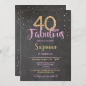 Invitation 40 et fabuleuse fête d'anniversaire 40e Pink Gold (Devant / Derrière)