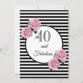 Invitation 40 et fabuleuse fête d'anniversaire glam noir blan (Devant)