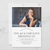 Invitation 40 et fabuleuse photo 40e anniversaire (Devant)