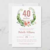 Invitation 40 et fabuleux blush rose 40e anniversaire (Devant)