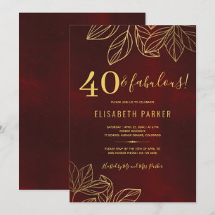 Invitation 40 et fabuleux fête d'anniversaire 40 ans rouge fo