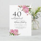 Invitation 40 et fabuleux fête d'anniversaire rose floral (Debout devant)
