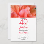 Invitation 40 et fabuleux Fleur Tropical Photo Anniversaire (Devant)