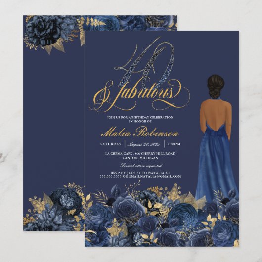 Invitation 40 et fabuleux Formal Elegant Sapphire Anniversair (Devant / Derrière)
