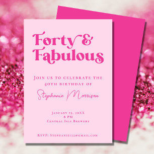 Invitation 40 et fabuleux Gras Typographie rose Anniversaire