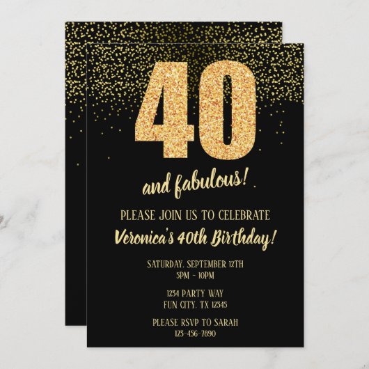 Invitation 40 Et fabuleux Noir et Or 40e (Devant / Derrière)