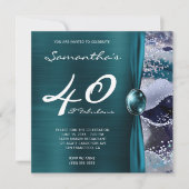 Invitation 40 et fabuleux Ocean Blue Agate Turquoise Annivers (Devant)