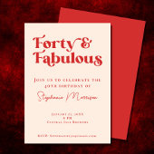 Invitation 40 et fabuleux Red Bold Typographie Anniversaire
