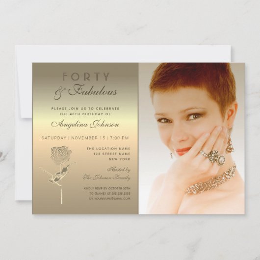 Invitation 40 et fabuleux, Rose d'or glamour photo (Devant)