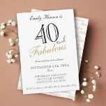 Invitation 40 et fabuleux script élégant Anniversaire<br><div class="desc">40 et Fabulous Élégant Script Anniversaire Invitation. Elégante invitation de fête d'anniversaire. Le fabuleux motif est à l'envers. Customisez le texte sur l'invitation. Idéal pour la fête du 40e anniversaire d'une femme.</div>