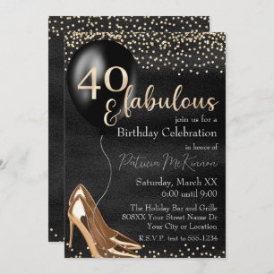 Invitation 40 et fabuleux talons d'or haut sur noir