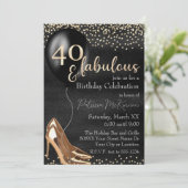 Invitation 40 et Fabuleux Talons Hauts Dorés sur Fond Noir (Debout devant)