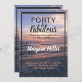 Invitation 40 et Fabulous Beach Sunset Anniversaire Invitatio (Devant / Derrière)