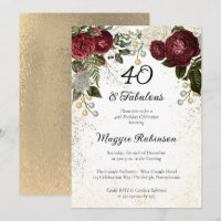 40 et Fabulous Glam Rose Floral fête d'anniversair
