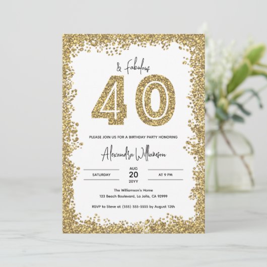 Invitation 40 et Fabulous Gold Parties scintillant 40e fête d (Debout devant)