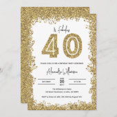 Invitation 40 et Fabulous Gold Parties scintillant 40e fête d (Devant / Derrière)