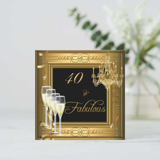 Invitation 40 &Fabuleuse célébration Gold Black Anniversaire  (Debout devant)