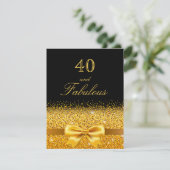 Invitation 40 fabuleuse fête d'anniversaire noir or arc (Debout devant)