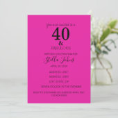 Invitation 40 Fabuleux Anniversaire Hot rose Black âge (Debout devant)