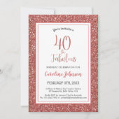 Invitation 40 & Fabuleux Anniversaire Rose Parties scintillan (Devant)