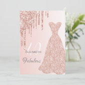 Invitation 40 fabuleux anniversaire rose robe or parties scin (Debout devant)