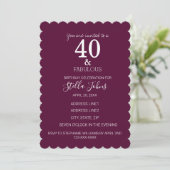 Invitation 40 Fabuleux Anniversaire violet fronton haché pers (Debout devant)