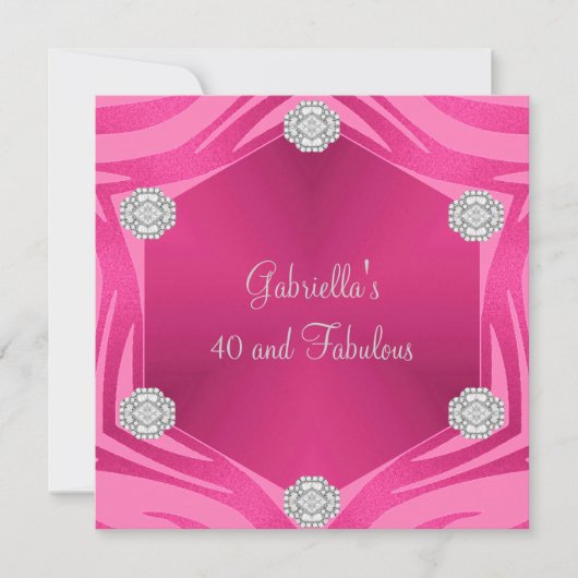 Invitation 40 & Fabuleux bijou animal exotique rose Anniversa (Devant)