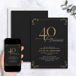 Invitation 40 & Fabuleux Black & Gold Calligraphy Anniversair<br><div class="desc">C'est ton anniversaire spécial, et il est temps de fêter ça ! Veux-tu jeter le meilleur bain de la ville ? Assurez-vous qu'il commence avec le plus haut de style avec cette 40 & Fabulous Black & Gold Calligraphy Invitation Anniversaire. Il saura donner le ton d'une célébration glamour. Cette belle...</div>