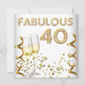 Invitation 40 Fabuleux Champagne d'or 40e fête d'anniversaire (Devant)