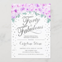 40 Fabuleux fête d'anniversaire - Blanc Argent vio