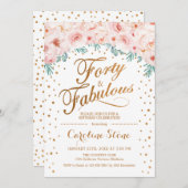 Invitation 40 Fabuleux fête d'anniversaire - Blanc Or rose (Devant / Derrière)