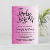 Invitation 40 Fabuleux Hot Pink Parties scintillant 40e anniv (Debout devant)
