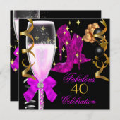 Invitation 40 & Fabuleux Pink Purple Gold Chaussures d'annive (Devant / Derrière)