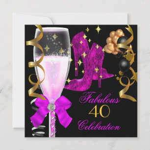 Invitation 40 & Fabuleux Pink Purple Gold Chaussures d'annive