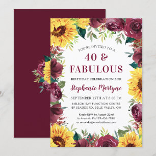 Invitation 40 & Fabuleux Sunflower Bourgogne Rose Anniversair