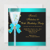 Invitation 40 Fabuleux Turquoise Blue Gold 40e fête d'anniver (Dos)