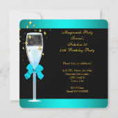 Invitation 40 Fabuleux Turquoise Blue Gold Masquerade Party (Dos)