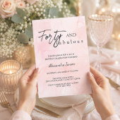 Invitation 40 & Fabulous Blush Aquarelle 40e Anniversaire